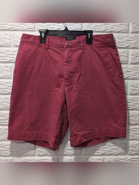 Ralph Lauren Men’s Red Cotton Flat Front Chino Shorts Size 35